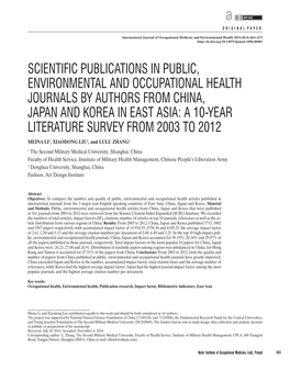 Scientific Publications in Public, Environmental And