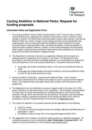 Cycling Ambition in National Parks: Request for Funding Proposals
