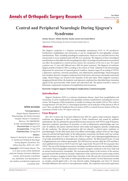 Central and Peripheral Neurologic During Sjogren's Syndrome