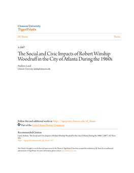 THE SOCIAL and CIVIC IMPACTS of ROBERT WINSHIP WOODRUFF in the CITY of ATLANTA DURING the 1960S
