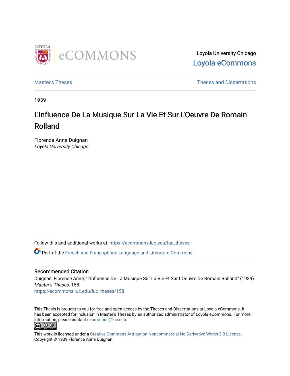 L'influence De La Musique Sur La Vie Et Sur L'oeuvre De Romain Rolland,