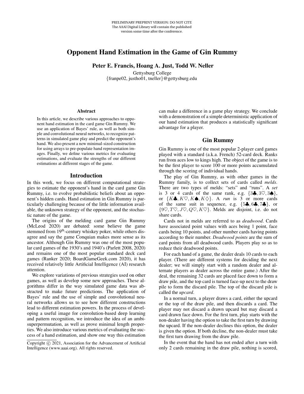 Opponent Hand Estimation in the Game of Gin Rummy