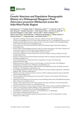 Genetic Structure and Population Demographic History of a Widespread Mangrove Plant Xylocarpus Granatum (Meliaceae) Across the Indo-West Paciﬁc Region