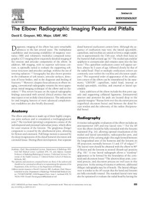The Elbow: Radiographic Imaging Pearls and Pitfalls David E
