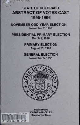 1996 Abstract of Votes Cast