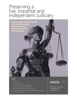 Preserving a Fair, Impartial and Independent Judiciary