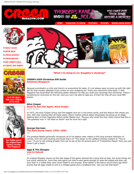 CREEM ONLINE: CREEM's DVD Christmas Gift Guide