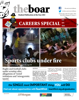 Sports Clubs Under Fire Continued on Page 3, More on Page 10