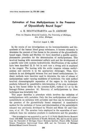 Estimation of Free Methylpentoses in the Presence of Glycosidically Bound Sugar1