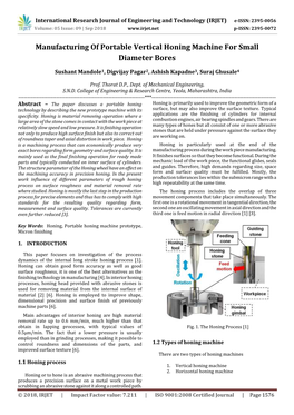Manufacturing of Portable Vertical Honing Machine for Small Diameter Bores