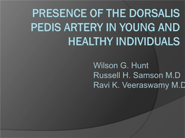 Presence of the Dorsalis Pedis Artery in Young and Healthy Individuals