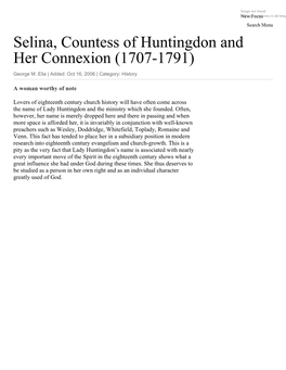 Selina, Countess of Huntingdon and Her Connexion (1707-1791)