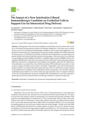 The Impact of a New Interleukin-2-Based Immunotherapy Candidate on Urothelial Cells to Support Use for Intravesical Drug Delivery