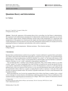 Quantum Theory and Determinism