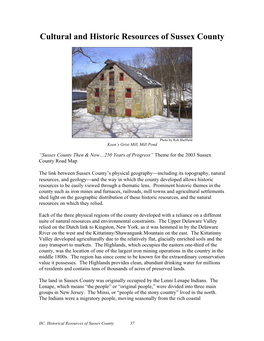 Cultural and Historic Resources of Sussex County