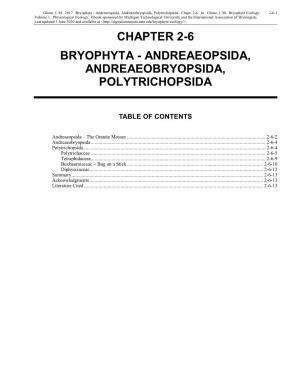Volume 1, Chapter 2-6: Bryophyta-Andreaeopsida