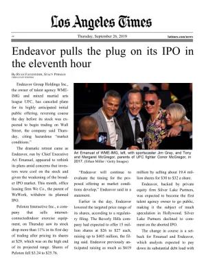 Endeavor Pulls the Plug on Its IPO in the Eleventh Hour