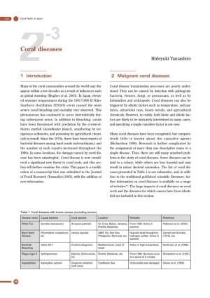 Coral Reefs of Japan -3 Coral Diseases 2 Hideyuki Yamashiro 1 Introduction 2 Malignant Coral Diseases