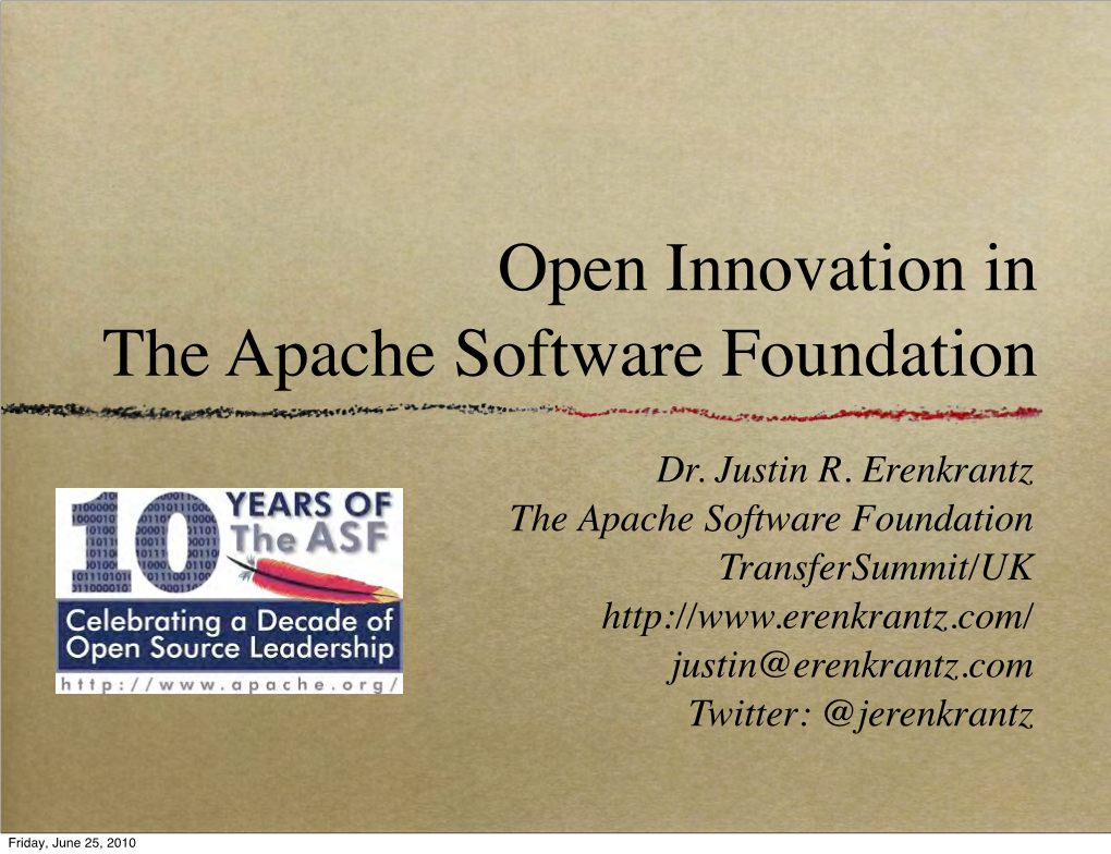 Open Innovation in the Apache Software Foundation