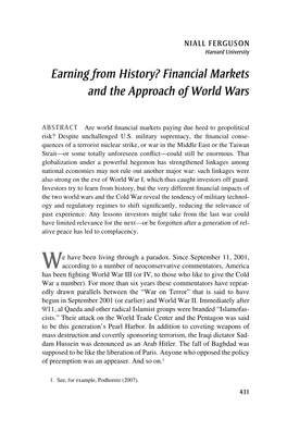 Financial Markets and the Approach of World Wars