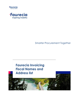Faurecia Invoicing Fiscal Names and Address List