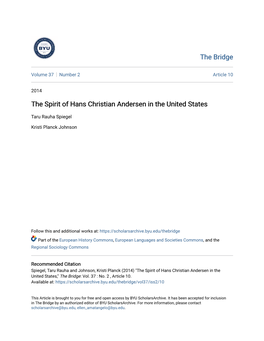 The Spirit of Hans Christian Andersen in the United States