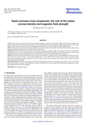 Radio Emission from Exoplanets: the Role of the Stellar Coronal Density and Magnetic Field Strength
