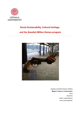 Social Sustainability, Cultural Heritage, and the Swedish Million Homes Program