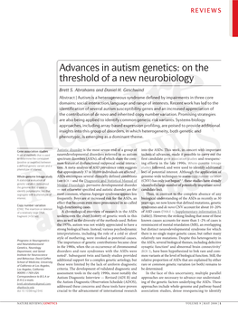Advances in Autism Genetics: on the Threshold of a New Neurobiology