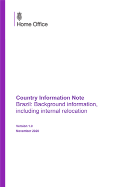 Brazil: Background Information, Including Internal Relocation