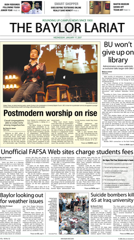 Postmodern Worship on Rise Davis Said Whether Baylor Will Have Another Chance to Make a Final Proposal to the President’S Committee Is Not Known at This Point