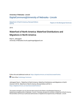Waterfowl of North America, Revised Edition (2010) Papers in the Biological Sciences