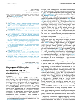 A Homozygous STIM1 Mutation Impairs Store-Operated Calcium