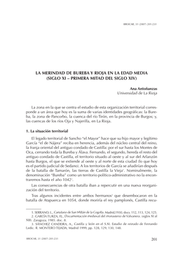 La Merindad De Bureba Y Rioja En La Edad Media (Siglo Xi – Primera Mitad Del Siglo Xiv)