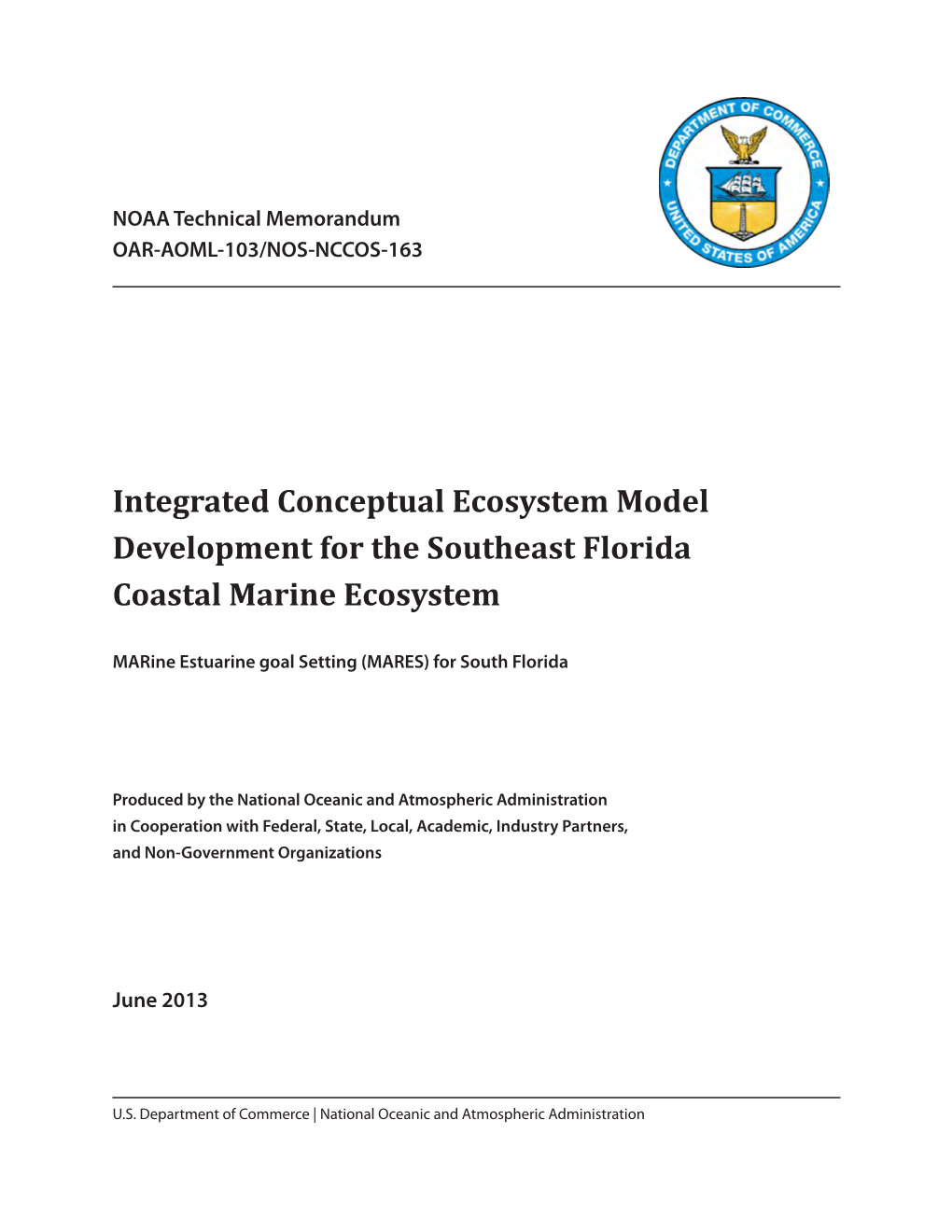 Integrated Conceptual Ecosystem Model Development for the Southeast Florida Coastal Marine Ecosystem