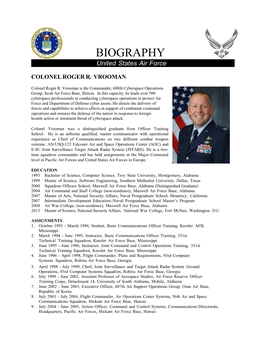 BIOGRAPHY United States Air Force
