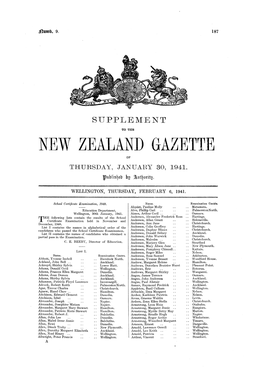 New Zealand Gazette of Thursday, January 30, 1941