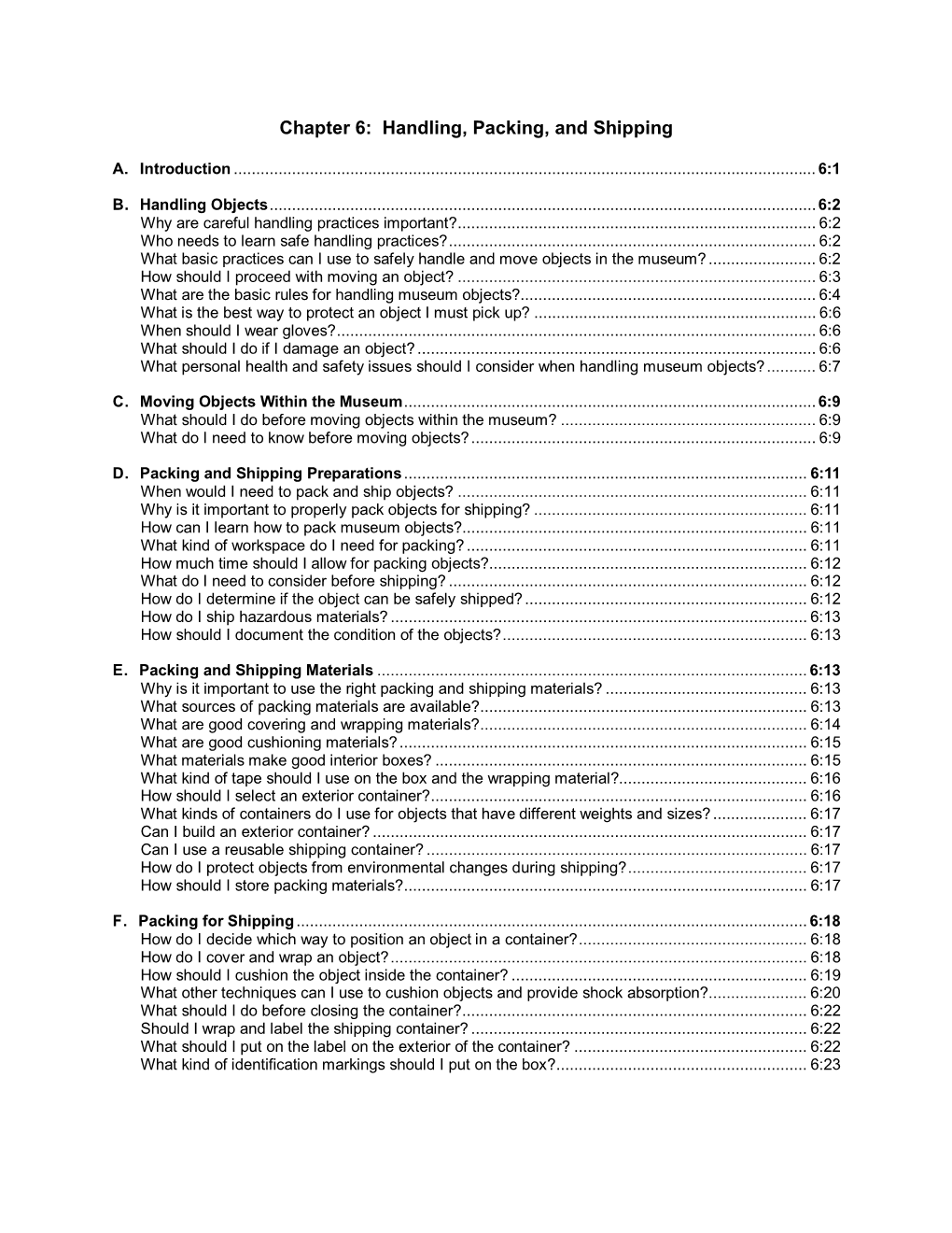 Chapter 6: Handling, Packing, and Shipping