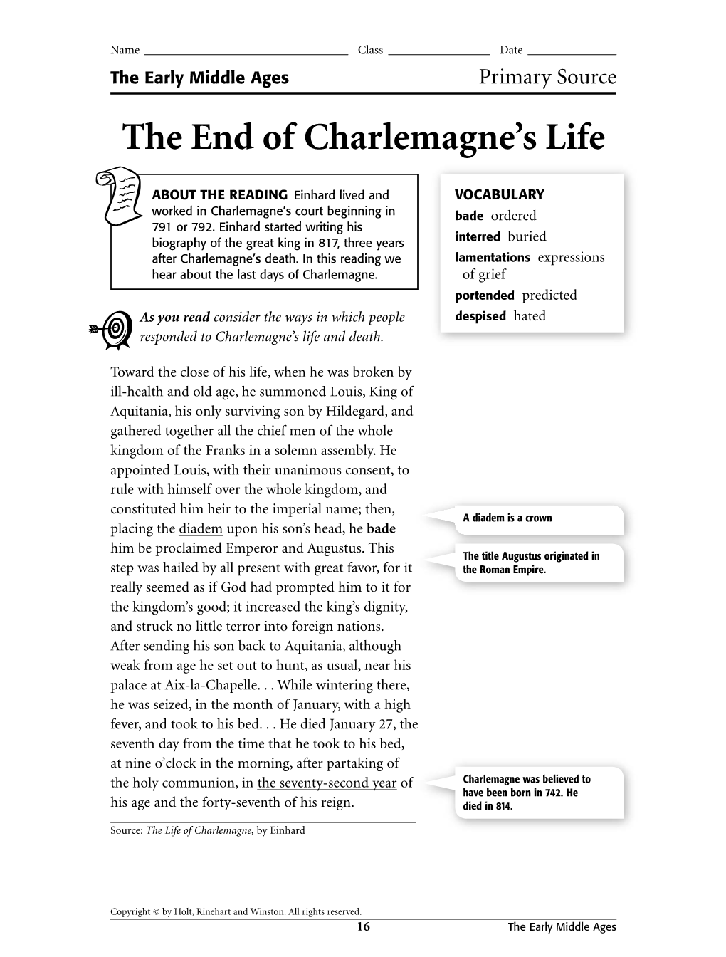 The End of Charlemagne's Life