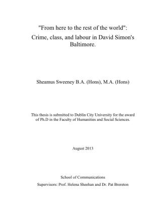 Crime, Class, and Labour in David Simon's Baltimore