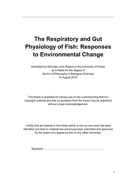 The Respiratory and Gut Physiology of Fish: Responses to Environmental Change
