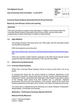 Item 7: Inverness Royal Academy Associated School Group Overview