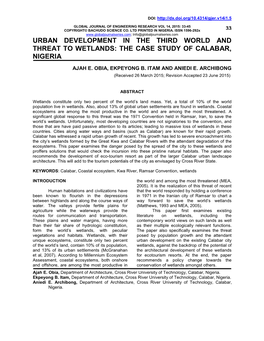 The Case Study of Calabar, Nigeria