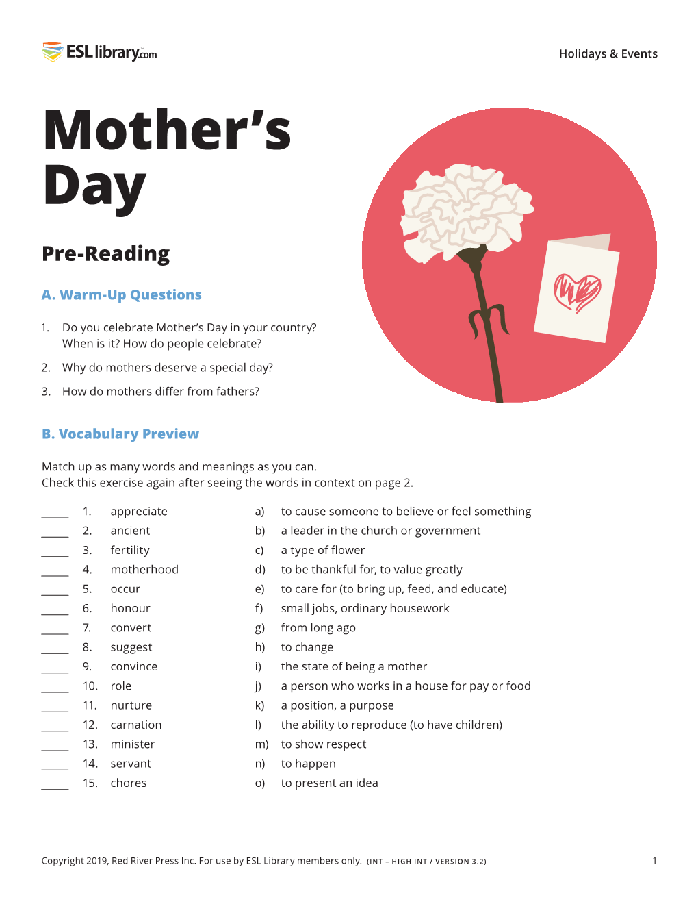 Mother's Day – Holidays & Events – ESL Library