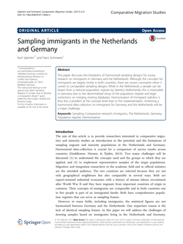 Sampling Immigrants in the Netherlands and Germany Kurt Salentin1* and Hans Schmeets2