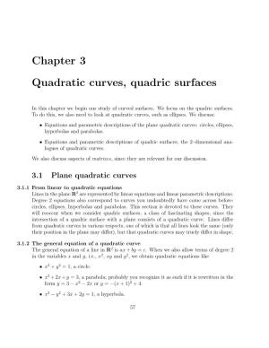 Chapter 3 Quadratic Curves, Quadric Surfaces