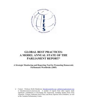Global Best Practices: a Model Annual State of the Parliament Report*