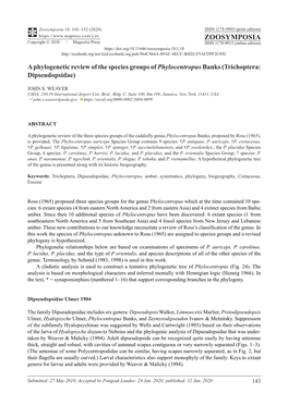 A Phylogenetic Review of the Species Groups of Phylocentropus Banks (Trichoptera: Dipseudopsidae)