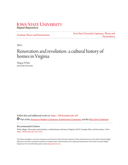 A Cultural History of Homes in Virginia Megan White Iowa State University