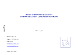 Review of Sheffield CC's Cost of Care Exercise 2018